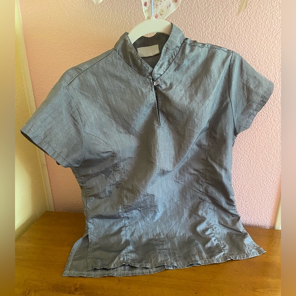 Gray Women’s Dog Grooming Smock Top Button Kimono-style - Picture 2 of 5